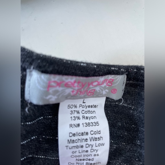 4/25 Charcoal Grey with Sparkle Stripes Pretty Young Thing Racerback Tank - Picture 7 of 7